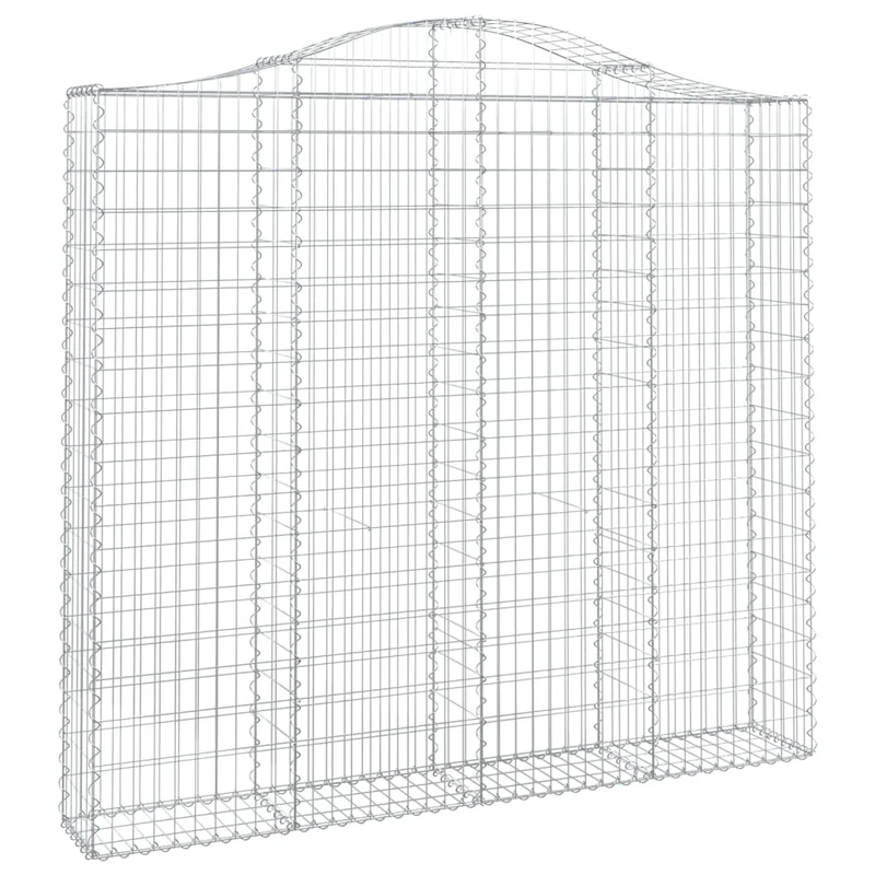 Lot de 13 paniers à gabions arqués décoration insonorisante jardin 200 x 30 x 180/200 cm en fer galvanisé argenté 02_0055277