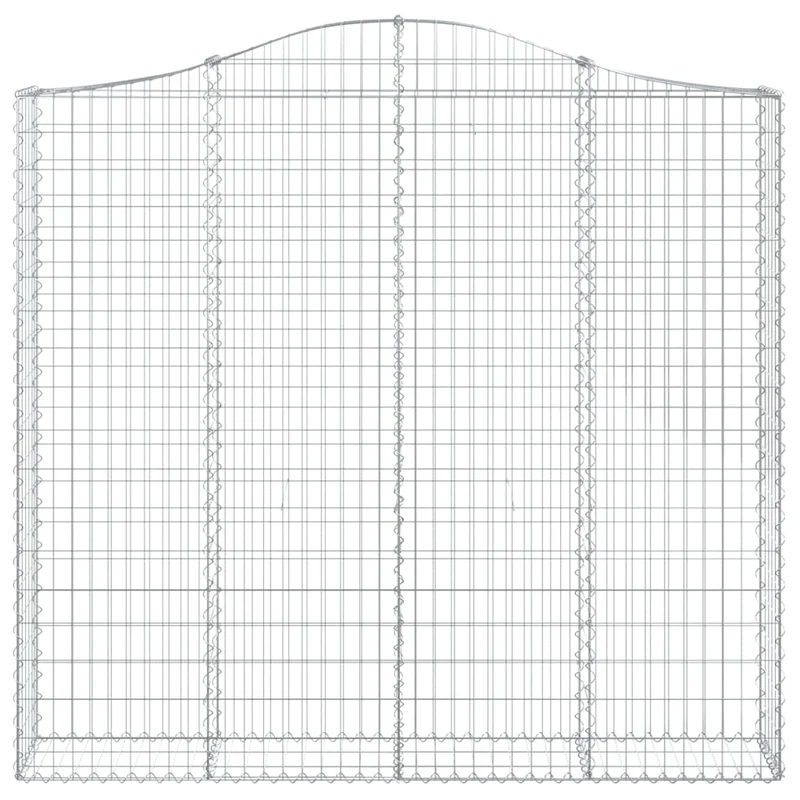 Lot de 13 paniers à gabions arqués décoration insonorisante jardin 200 x 30 x 180/200 cm en fer galvanisé argenté 02_0055277