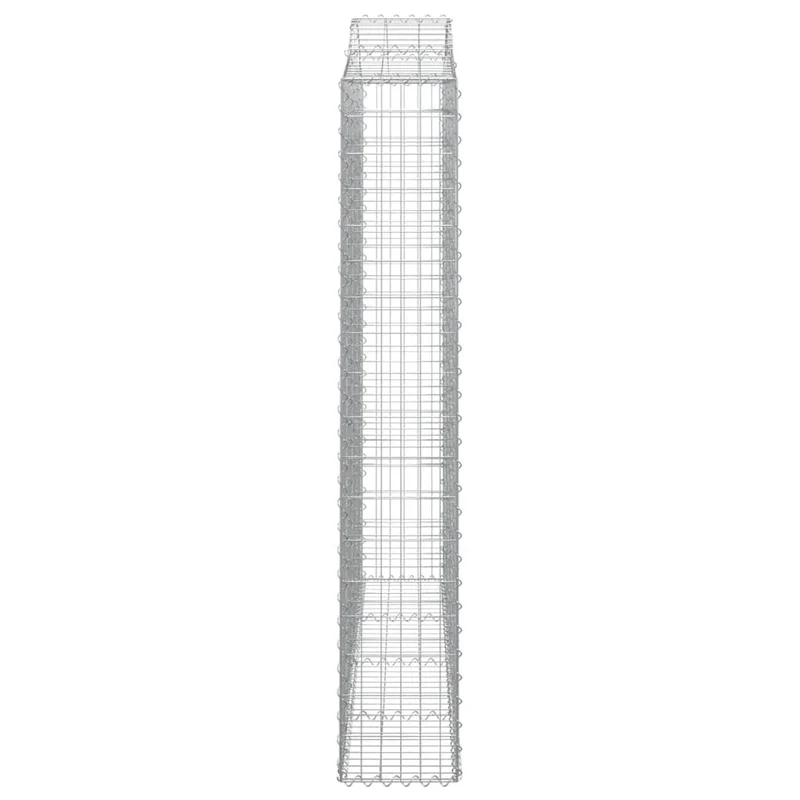 Lot de 13 paniers à gabions arqués décoration insonorisante jardin 200 x 30 x 180/200 cm en fer galvanisé argenté 02_0055277