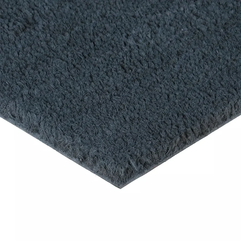 Tapis de porte touffeté intérieur extérieur antidérapant 100 x 200 cm en fibre de coco gris foncé 02_0046174