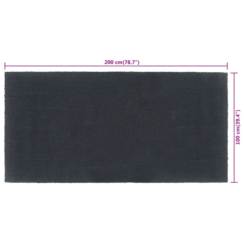 Tapis de porte touffeté intérieur extérieur antidérapant 100 x 200 cm en fibre de coco gris foncé 02_0046174
