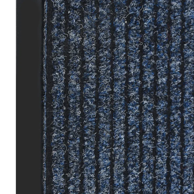 Paillasson rayé intérieur extérieur 40 x 60 cm design antidérapant convivial en polypropylène bleu 02_0046796