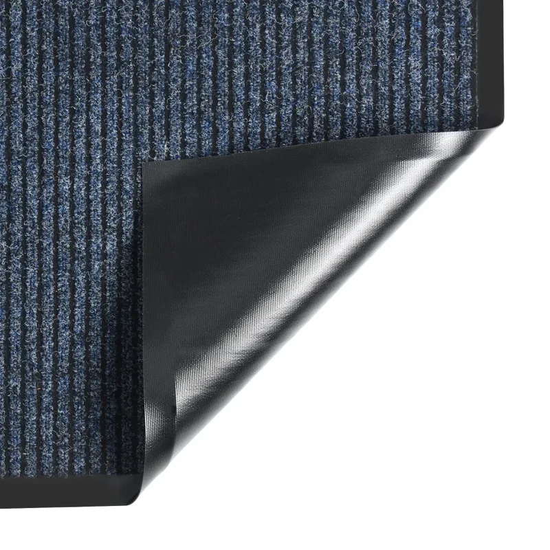 Paillasson rayé intérieur extérieur 40 x 60 cm design antidérapant convivial en polypropylène bleu 02_0046796