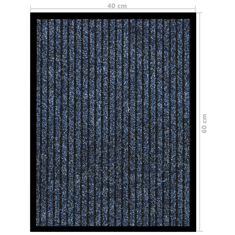 Paillasson rayé intérieur extérieur 40 x 60 cm design antidérapant convivial en polypropylène bleu 02_0046796