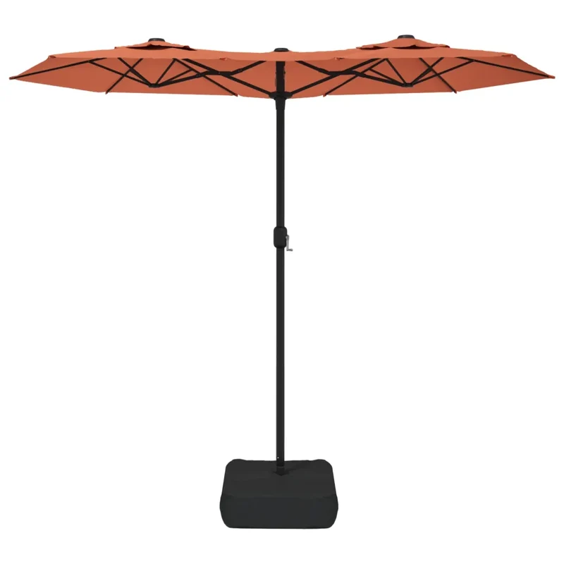 Parasol de jardin à double tête 316 x 145 cm en polyester terre cuite 02_0047390