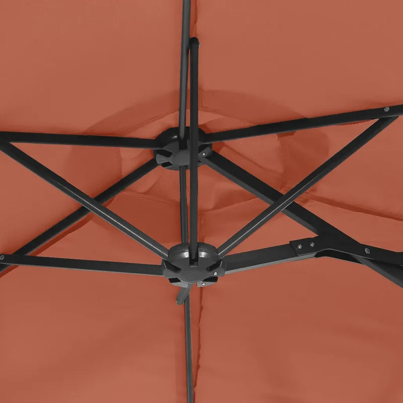 Parasol de jardin à double tête 316 x 145 cm en polyester terre cuite 02_0047390