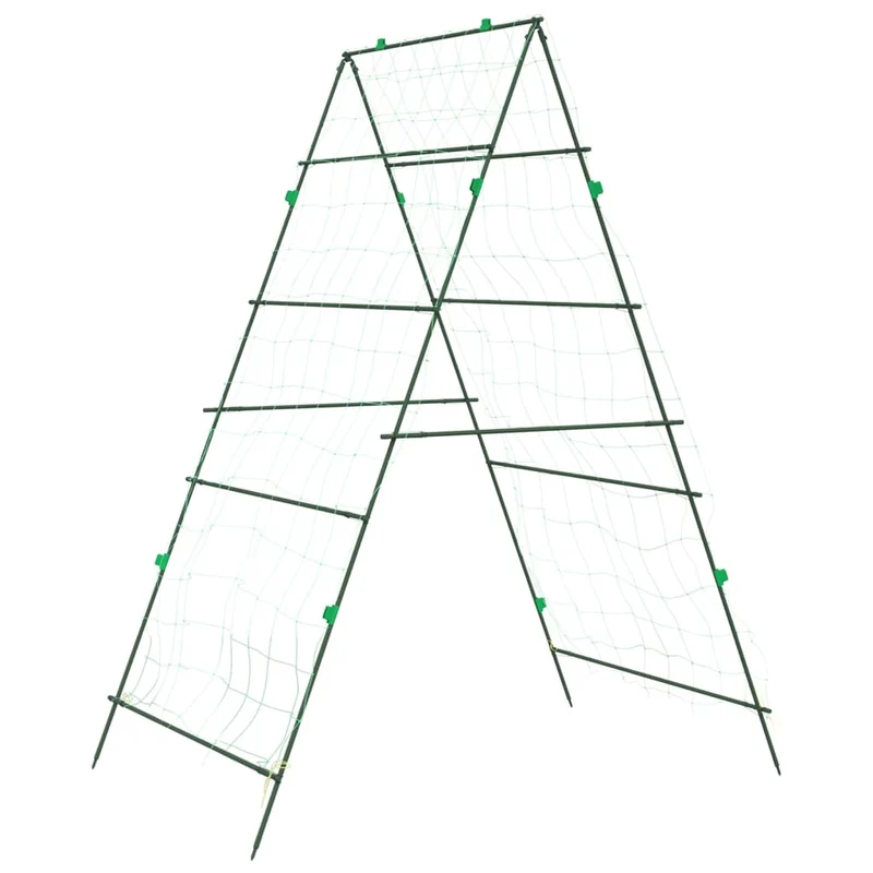 Lot de 3 treillis de jardin pour plantes grimpantes ajustable 99 x 90 x 175,5 cm en acier vert 02_0055608