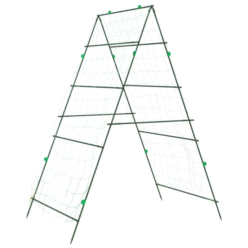 Lot de 3 treillis de jardin pour plantes grimpantes ajustable 99 x 90 x 175,5 cm en acier vert 02_0055608