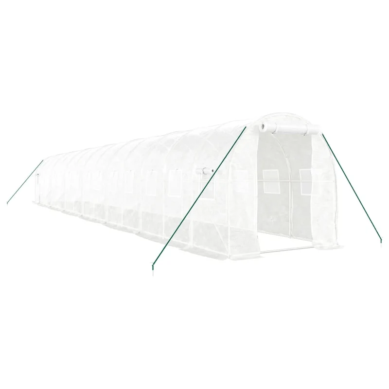 Serre tente abri plante fleur légumes avec cadre en acier 28 m² 14 x 2 x 2 m blanc 02_0044567