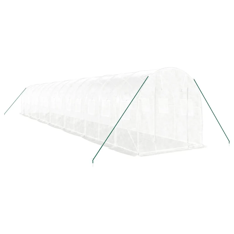 Serre tente abri plante fleur légumes avec cadre en acier 28 m² 14 x 2 x 2 m blanc 02_0044567