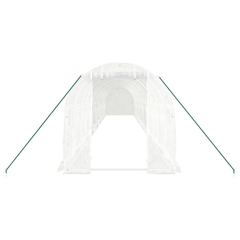 Serre tente abri plante fleur légumes avec cadre en acier 28 m² 14 x 2 x 2 m blanc 02_0044567
