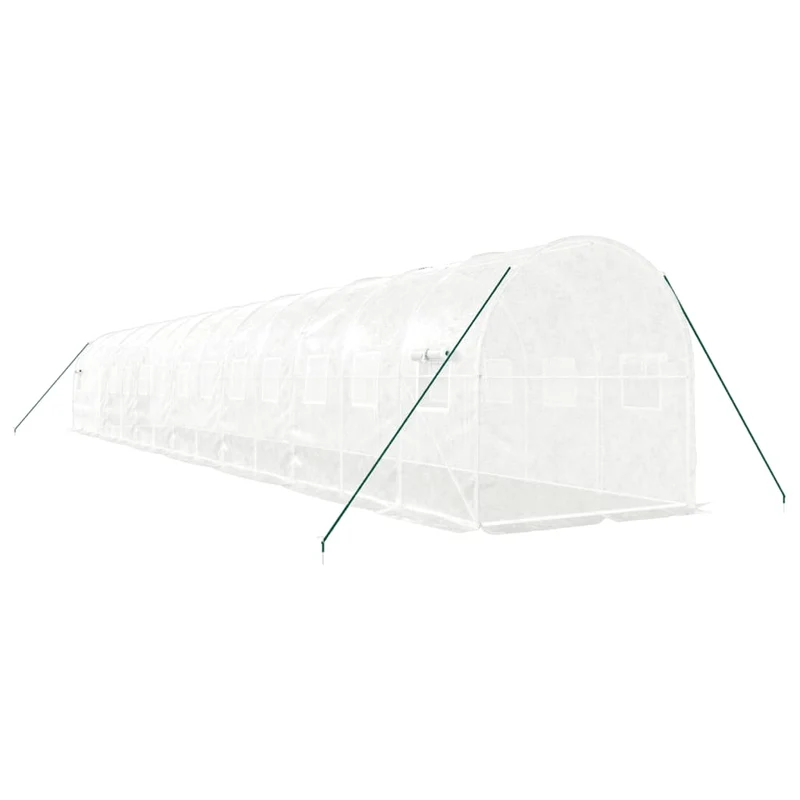 Serre tente abri plante fleur légumes avec cadre en acier 28 m² 14 x 2 x 2 m blanc 02_0044567