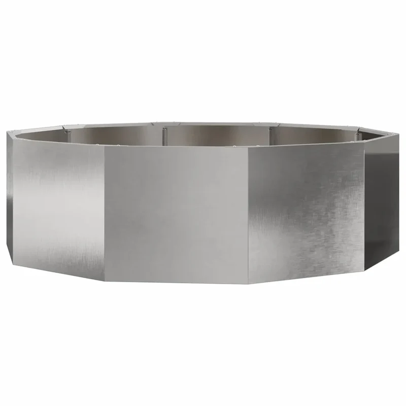 Jardinière ronde extérieure moderne design chic 120 x 120 x 35 cm facile à assembler en acier inoxydable argent 02_0052968