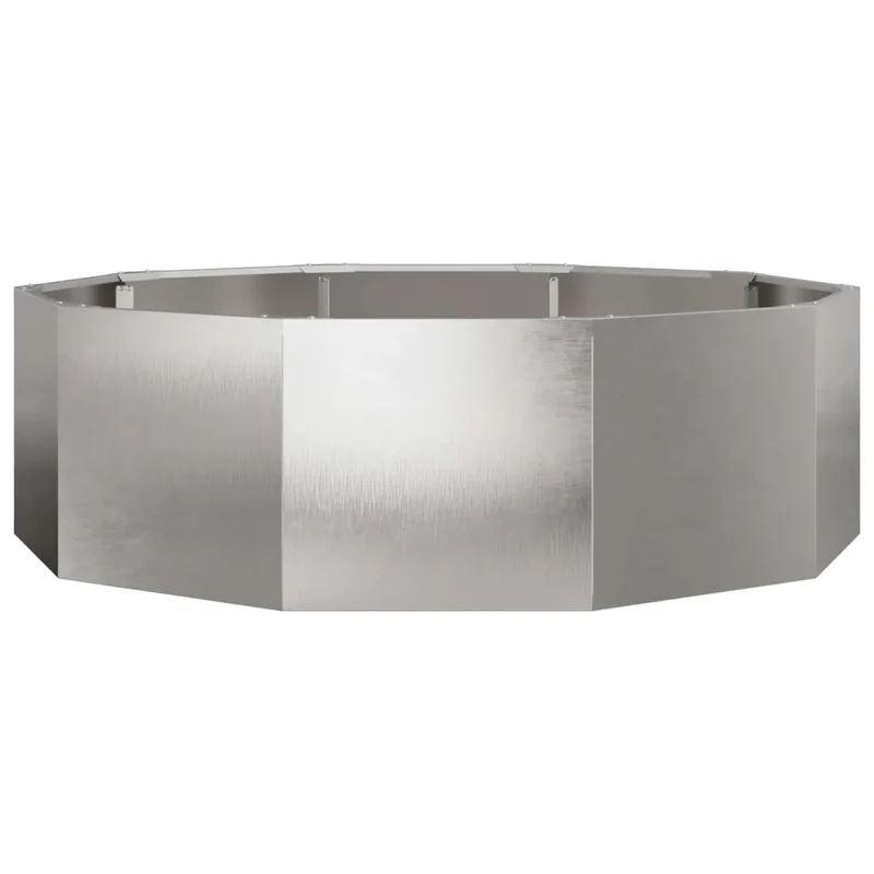 Jardinière ronde extérieure moderne design chic 120 x 120 x 35 cm facile à assembler en acier inoxydable argent 02_0052968