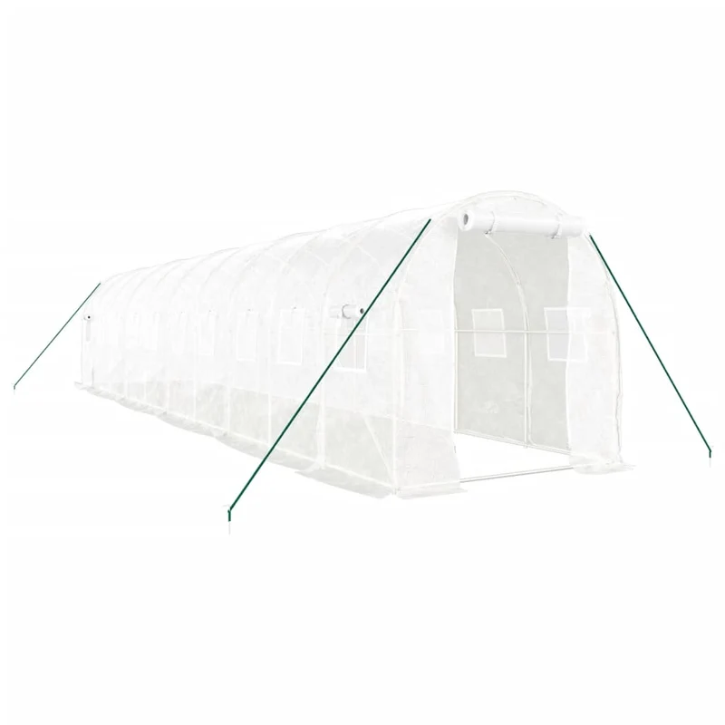 Serre tente abri plante fleur légumes avec cadre en acier 20 m² 10 x 2 x 2 m blanc 02_0044555