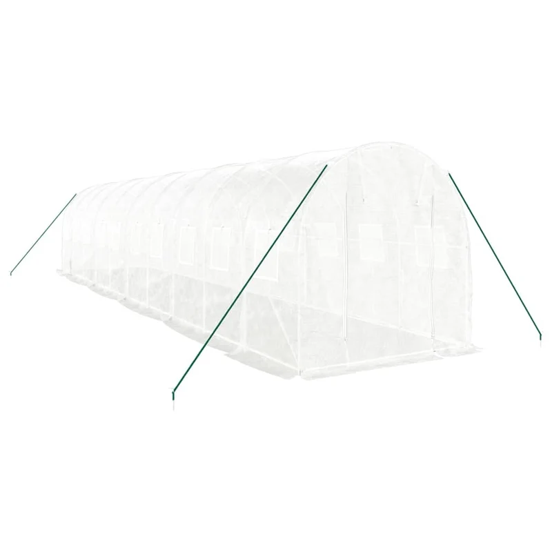 Serre tente abri plante fleur légumes avec cadre en acier 20 m² 10 x 2 x 2 m blanc 02_0044555