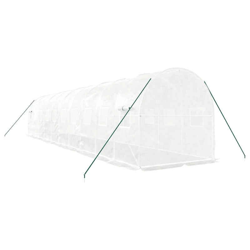 Serre tente abri plante fleur légumes avec cadre en acier 20 m² 10 x 2 x 2 m blanc 02_0044555