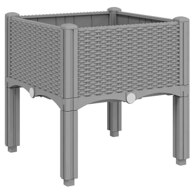 Jardinière bac lit surélevé plantes fleurs terrasse jardin avec pieds clair 40 x 40 x 42 cm PP gris 02_0038176