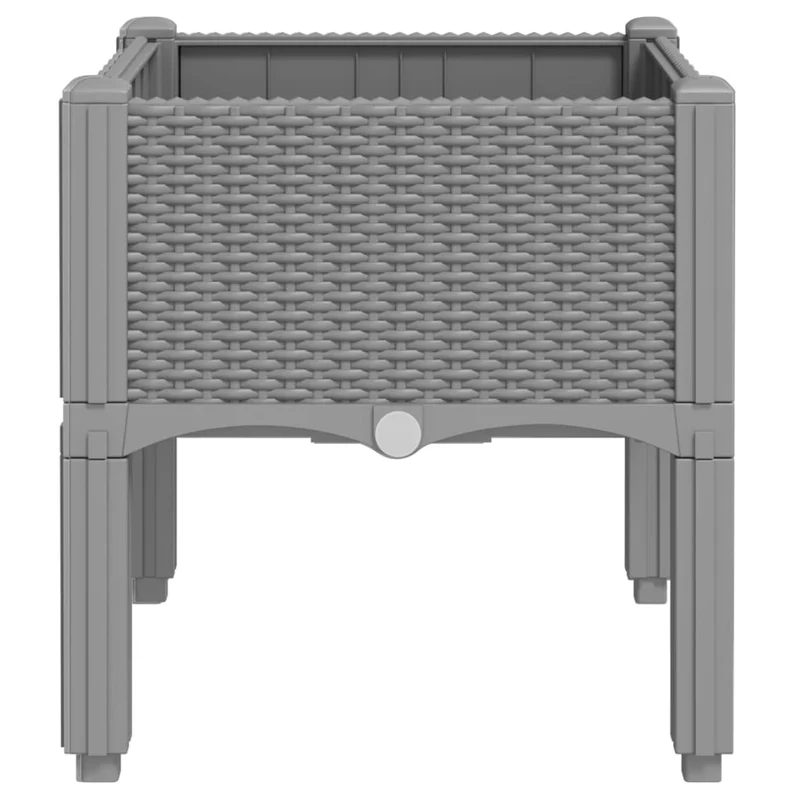 Jardinière bac lit surélevé plantes fleurs terrasse jardin avec pieds clair 40 x 40 x 42 cm PP gris 02_0038176