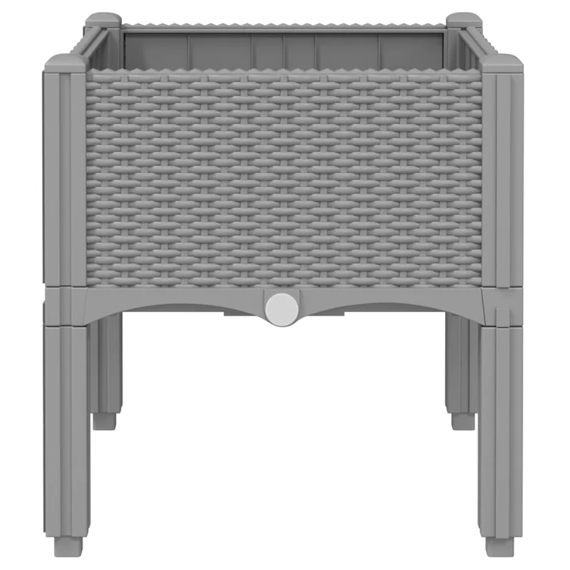 Jardinière bac lit surélevé plantes fleurs terrasse jardin avec pieds clair 40 x 40 x 42 cm PP gris 02_0038176