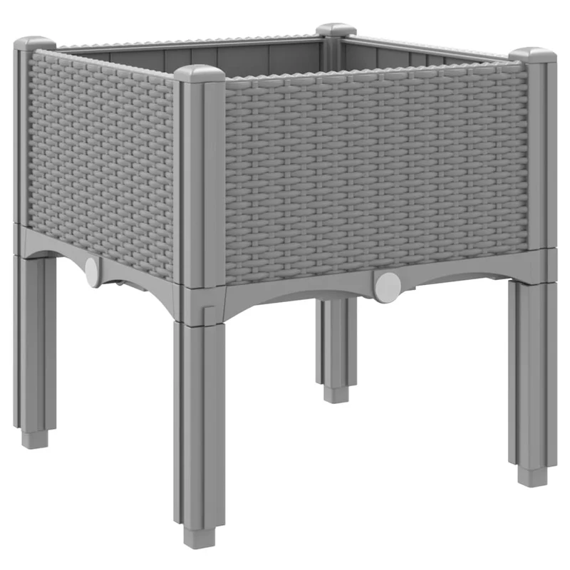 Jardinière bac lit surélevé plantes fleurs terrasse jardin avec pieds clair 40 x 40 x 42 cm PP gris 02_0038176