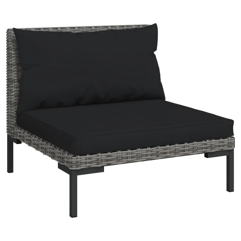 Salon de jardin meuble d'extérieur ensemble de mobilier 6 pièces avec coussins résine tressée gris foncé 02_0016880