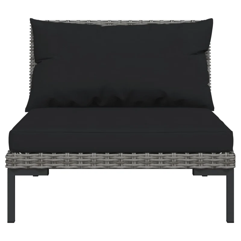 Salon de jardin meuble d'extérieur ensemble de mobilier 6 pièces avec coussins résine tressée gris foncé 02_0016880