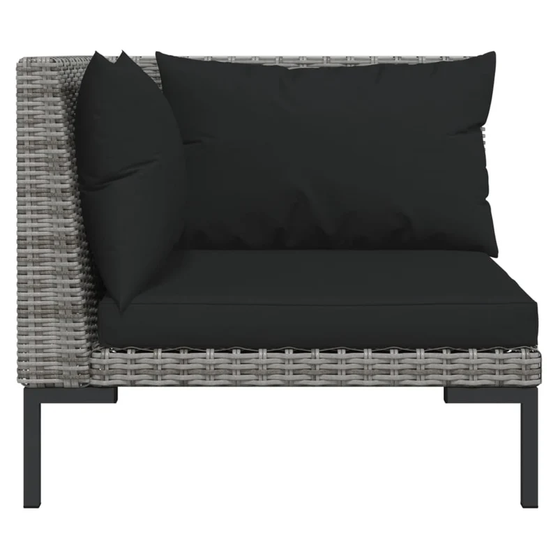 Salon de jardin meuble d'extérieur ensemble de mobilier 6 pièces avec coussins résine tressée gris foncé 02_0016880