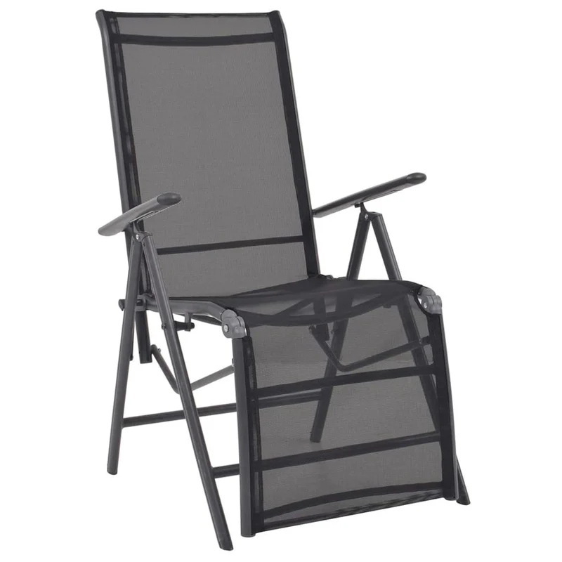 Transat chaise longue bain de soleil lit de jardin terrasse meuble d'extérieur inclinable de terrasse aluminium et textilène noir 02_0012781