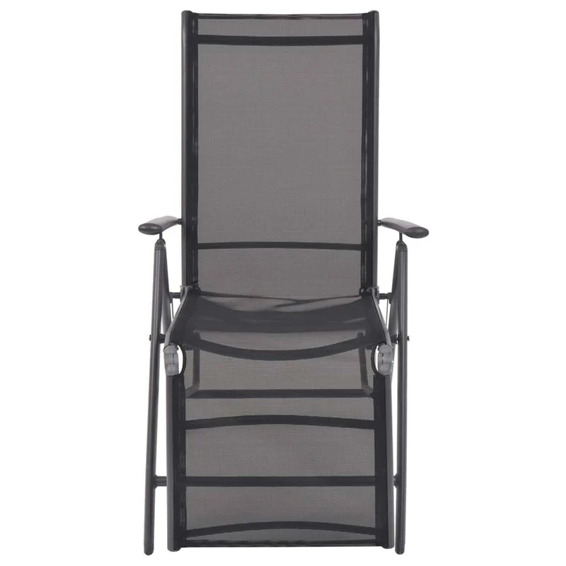Transat chaise longue bain de soleil lit de jardin terrasse meuble d'extérieur inclinable de terrasse aluminium et textilène noir 02_0012781
