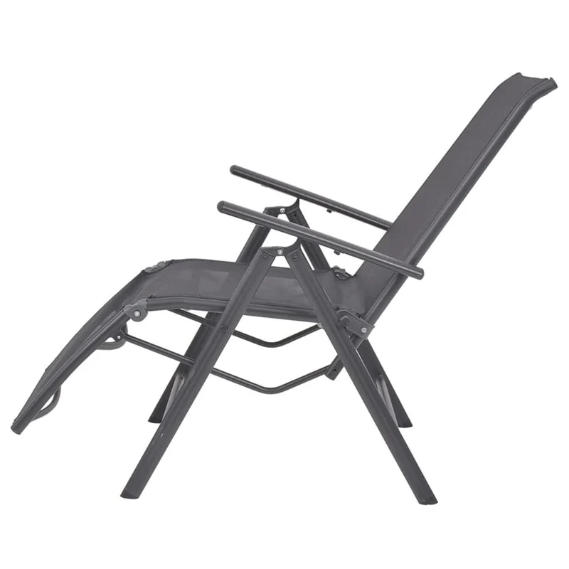 Transat chaise longue bain de soleil lit de jardin terrasse meuble d'extérieur inclinable de terrasse aluminium et textilène noir 02_0012781