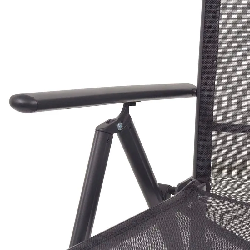 Transat chaise longue bain de soleil lit de jardin terrasse meuble d'extérieur inclinable de terrasse aluminium et textilène noir 02_0012781