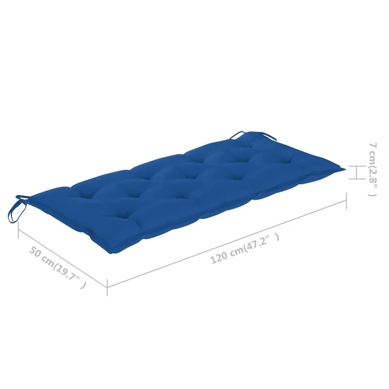 Banc de jardin meuble de patio d'extérieur terrasse avec coussin 120 cm bois d'acacia massif 02_0011350