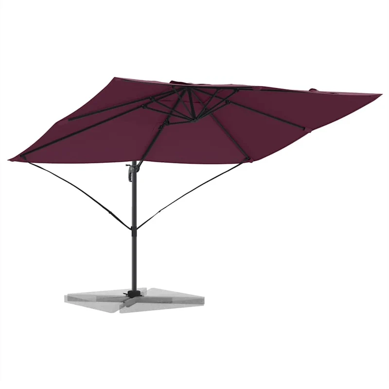 Parasol cantilever bordeaux 351 x 250 x 260 cm ombre pivotable design contemporain en polyester bordeaux 02_0058721