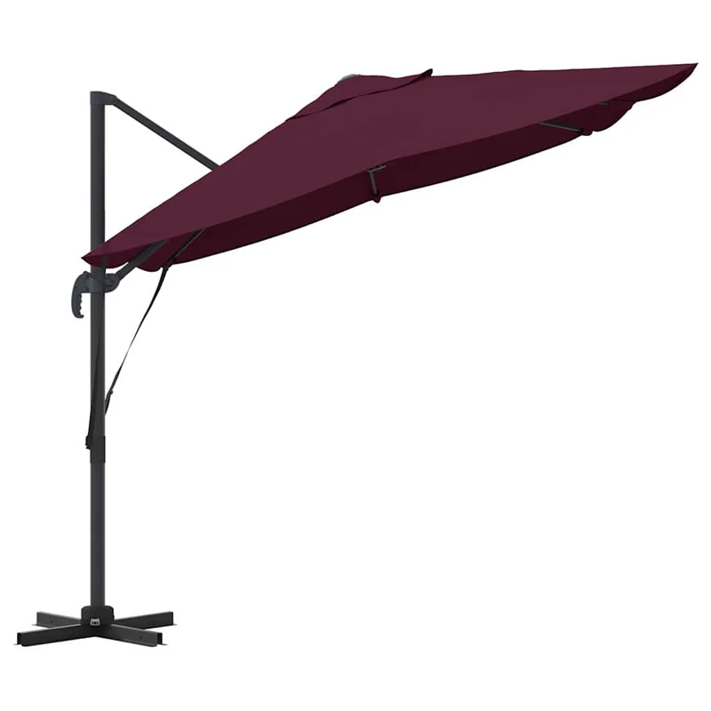 Parasol cantilever bordeaux 351 x 250 x 260 cm ombre pivotable design contemporain en polyester bordeaux 02_0058721