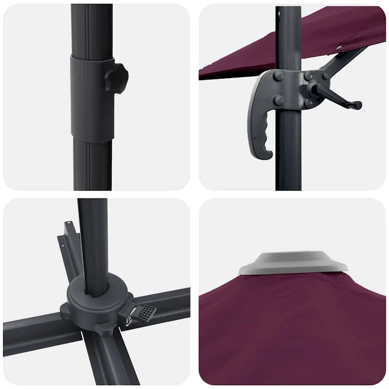Parasol cantilever bordeaux 351 x 250 x 260 cm ombre pivotable design contemporain en polyester bordeaux 02_0058721