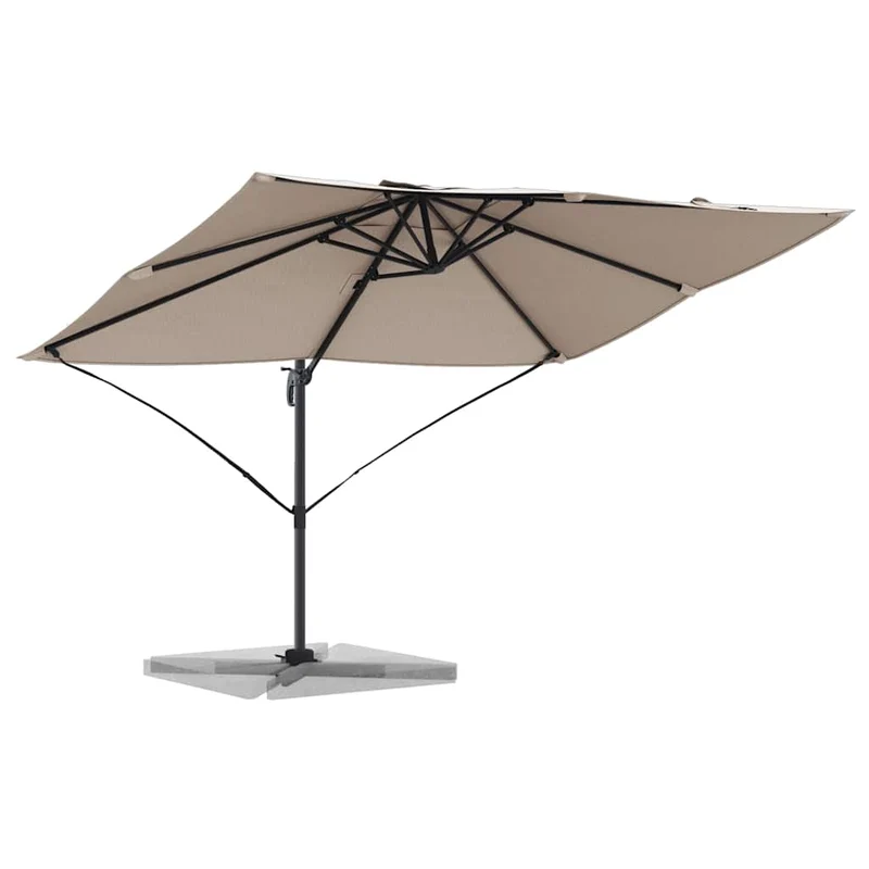 Parasol cantilever design moderne 351 x 250 x 260 cm avec protection UV et système rotatif en polyester taupe 02_0058718
