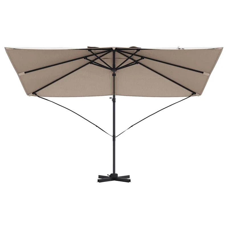 Parasol cantilever design moderne 351 x 250 x 260 cm avec protection UV et système rotatif en polyester taupe 02_0058718