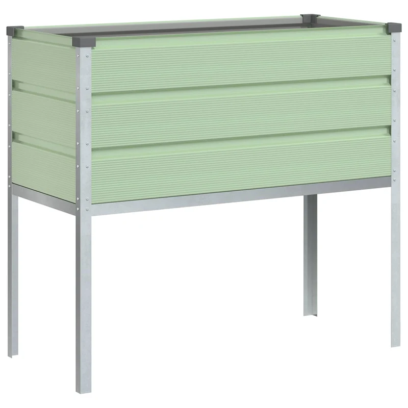 Jardinière surélevée moderne pour jardin 100 x 45 x 90 cm style industriel finition brillante en acier galvanisé vert pastel 02_0059294