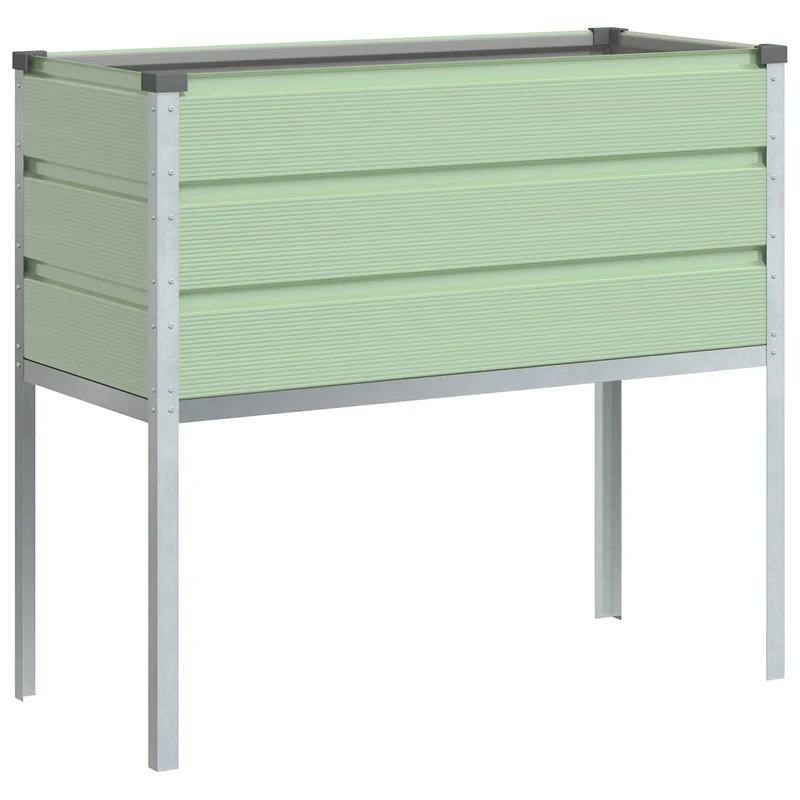 Jardinière surélevée moderne pour jardin 100 x 45 x 90 cm style industriel finition brillante en acier galvanisé vert pastel 02_0059294