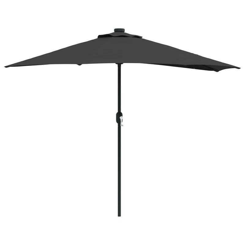 Parasol de jardin pliable moderne avec guirlandes LED 294 x 150 x 224 cm en polyester noir 02_0058672