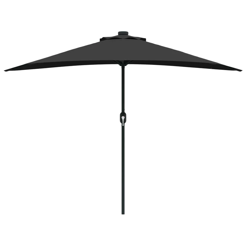 Parasol de jardin pliable moderne avec guirlandes LED 294 x 150 x 224 cm en polyester noir 02_0058672