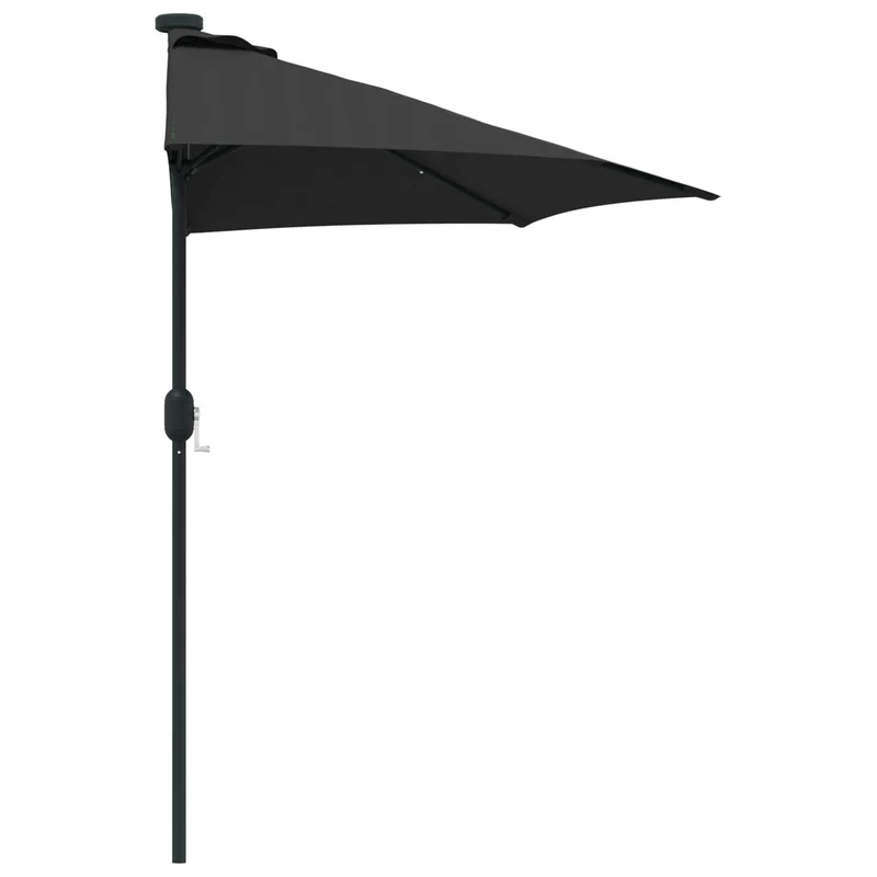 Parasol de jardin pliable moderne avec guirlandes LED 294 x 150 x 224 cm en polyester noir 02_0058672