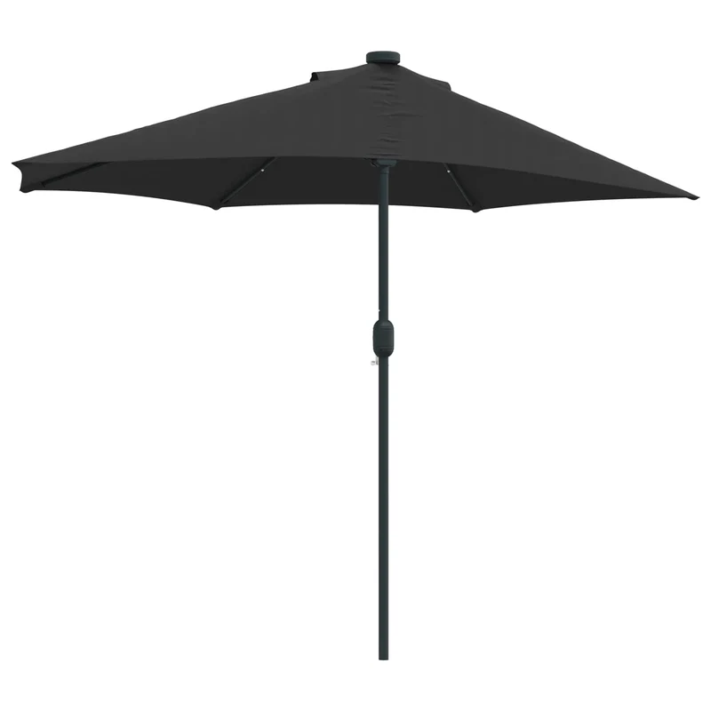 Parasol de jardin pliable moderne avec guirlandes LED 294 x 150 x 224 cm en polyester noir 02_0058672