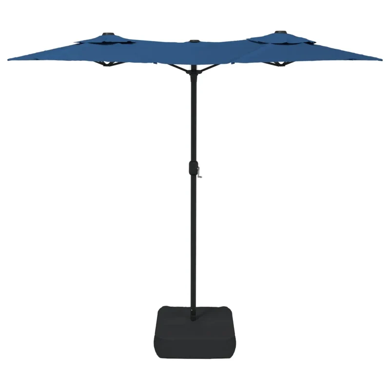 Parasol de jardin double tête design élégant 316 x 145 cm protection UV ambiance romantique en polyester bleu azuré 02_0047399