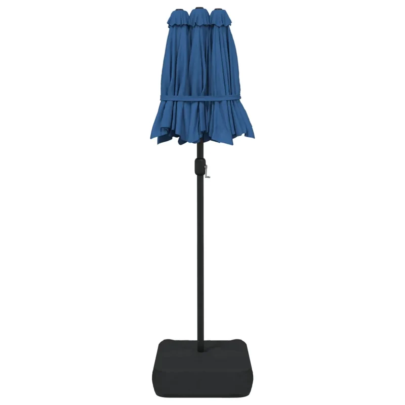 Parasol de jardin double tête design élégant 316 x 145 cm protection UV ambiance romantique en polyester bleu azuré 02_0047399