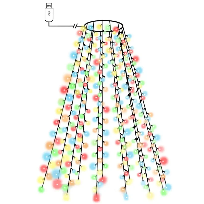 Guirlande lumineuse décoration sapin 210 cm 210 LED effets variés intérieure extérieure en PVC coloré 02_0046777