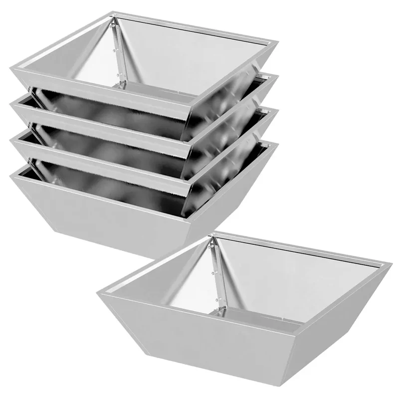 Lot de 5 cache-pots trapézoïdaux modernes jardin extérieur 50 x 50 x 15 cm en acier inoxydable argent 02_0052391