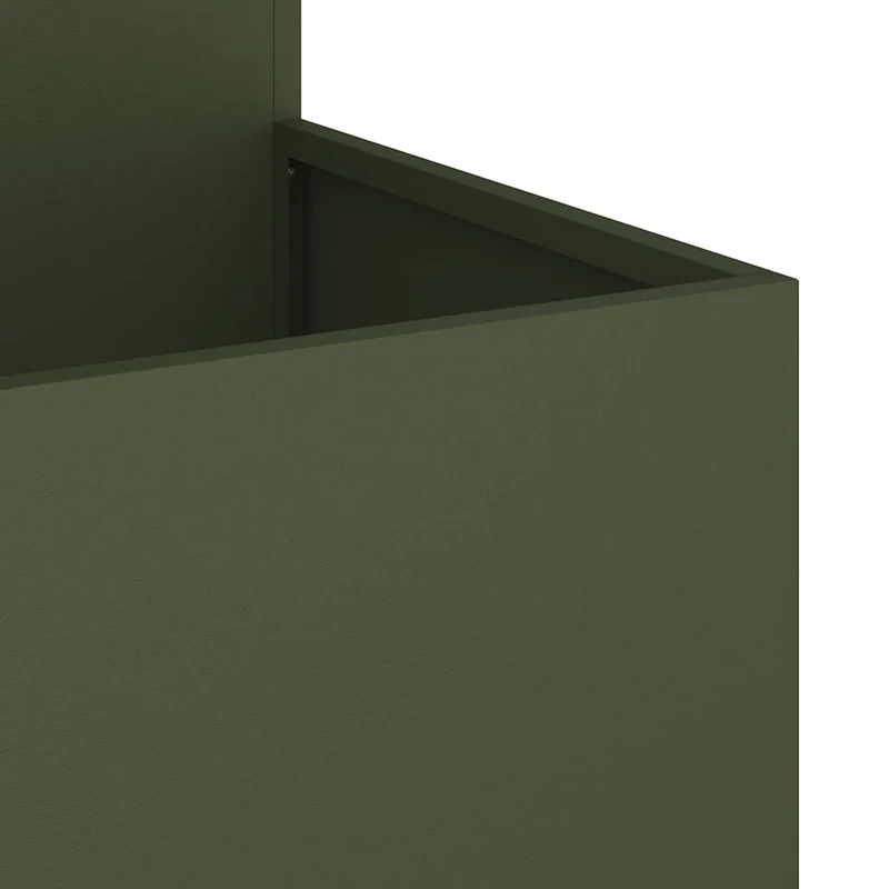 Cache-pot de jardin rectangulaire moderne 80 x 80 x 60 cm finition mate en acier vert olive 02_0052070