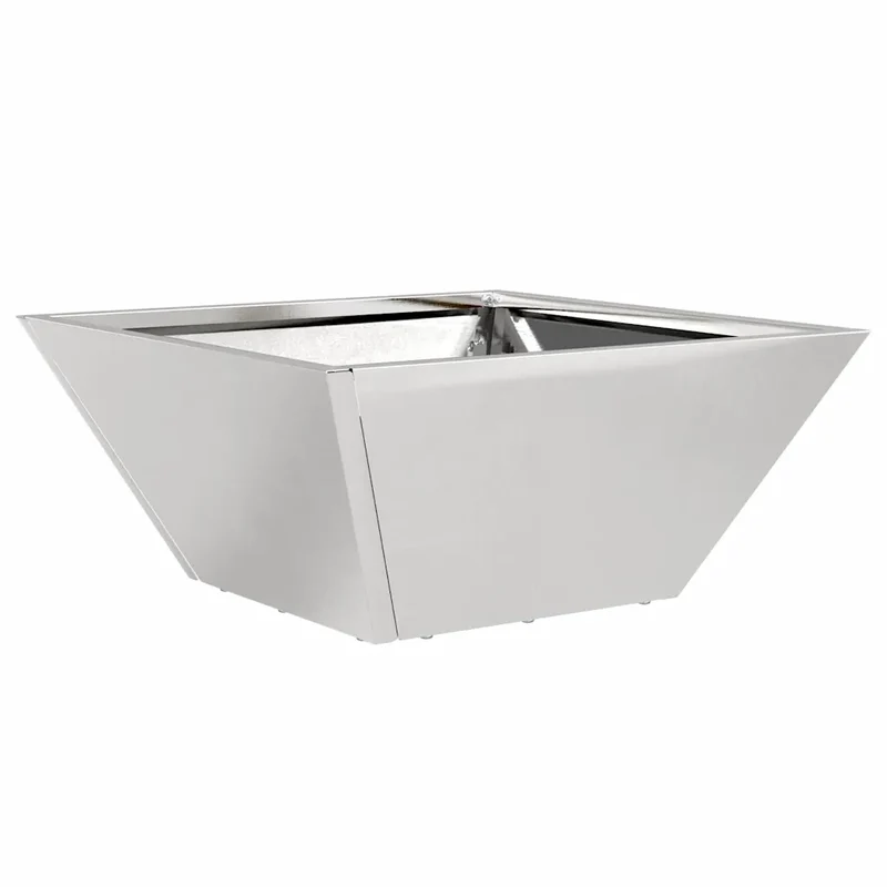 Lot de 5 cache-pots trapézoïdaux modernes jardin extérieur 35 x 35 x 15 cm en acier inoxydable argent 02_0052363